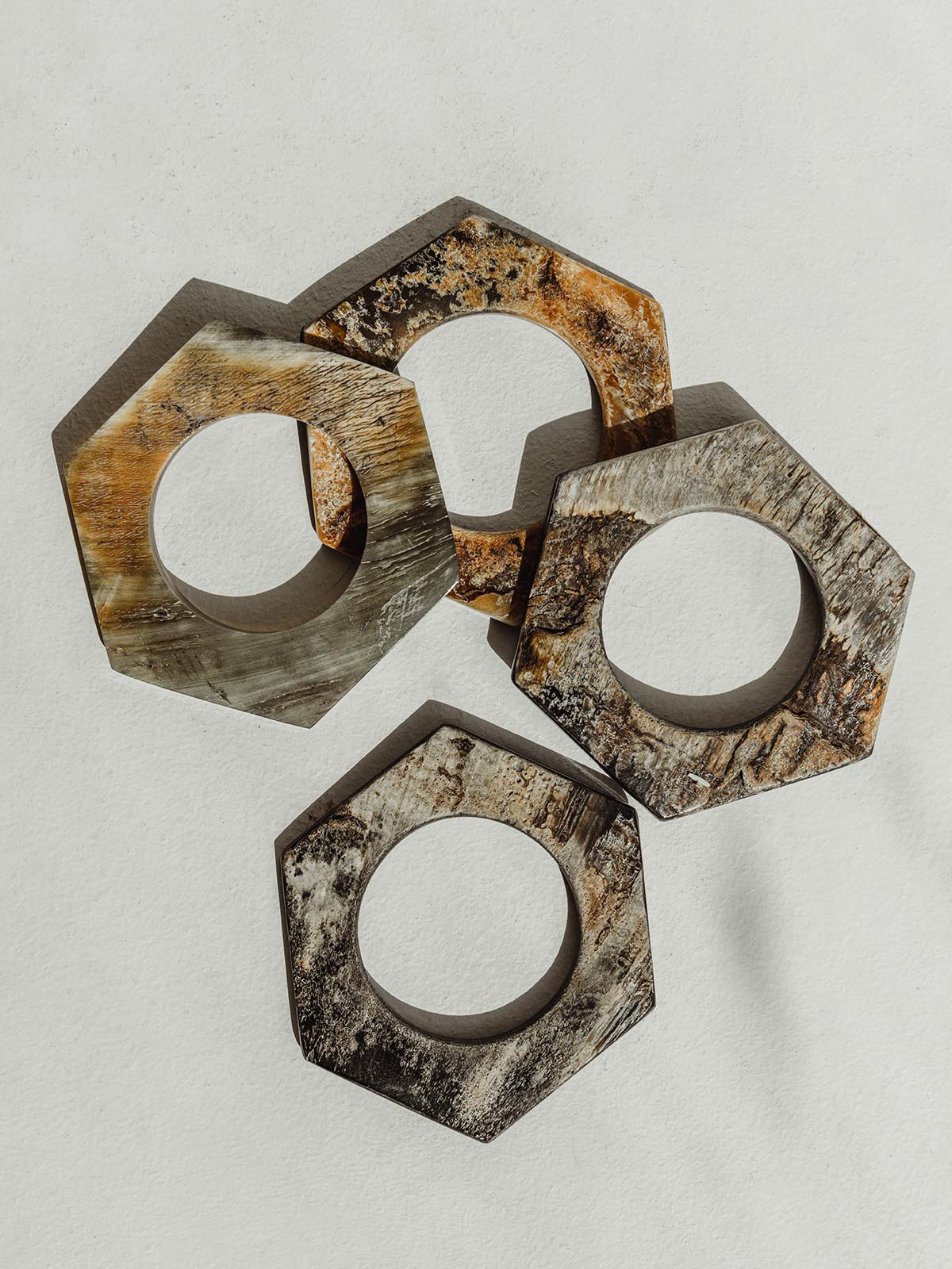 Hexagon Horn Napkin Ring Set (Set of 4)