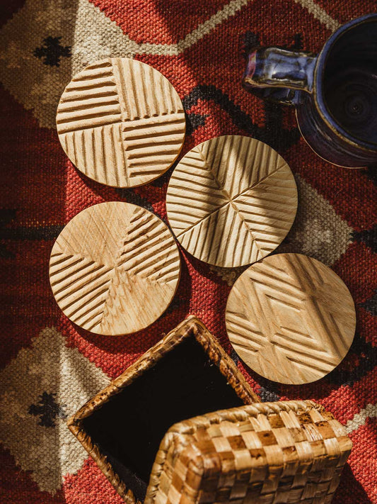 Lines and Legacy Wood Coasters