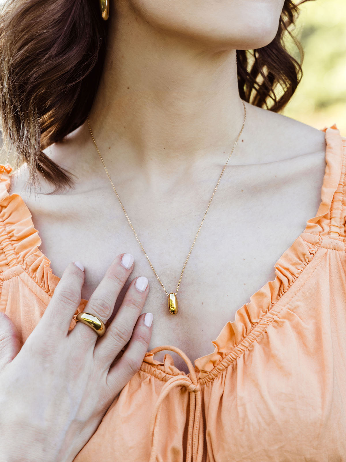 Jasiri Gold Pendant Necklace- Vertical
