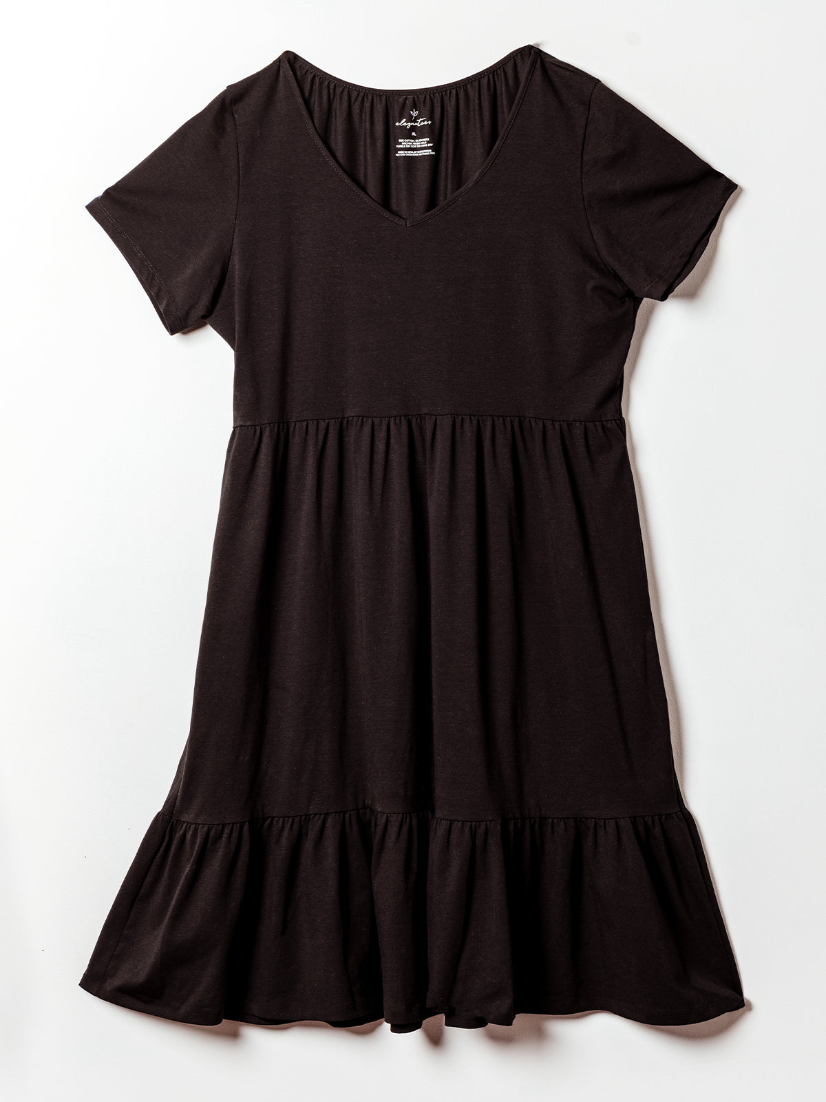 Jayde V-Neck Black Tiered Dress