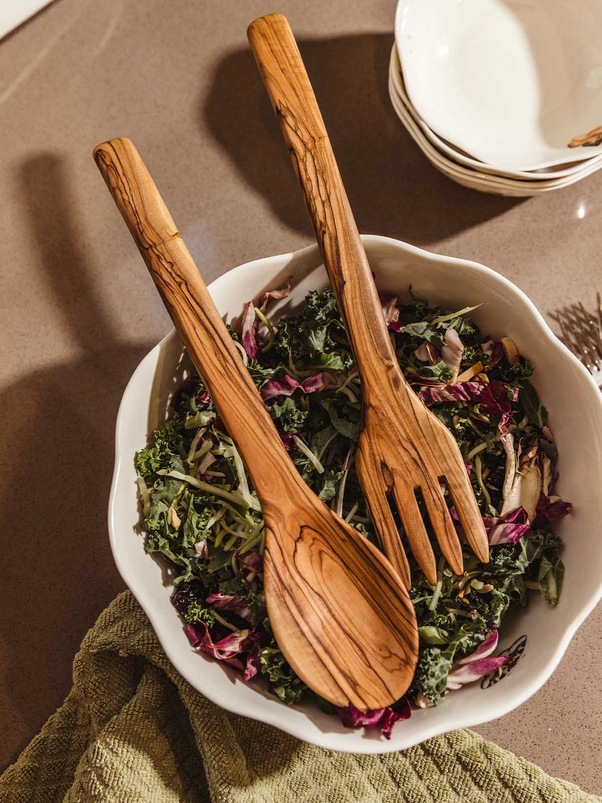 Olive Wood Salad Servers