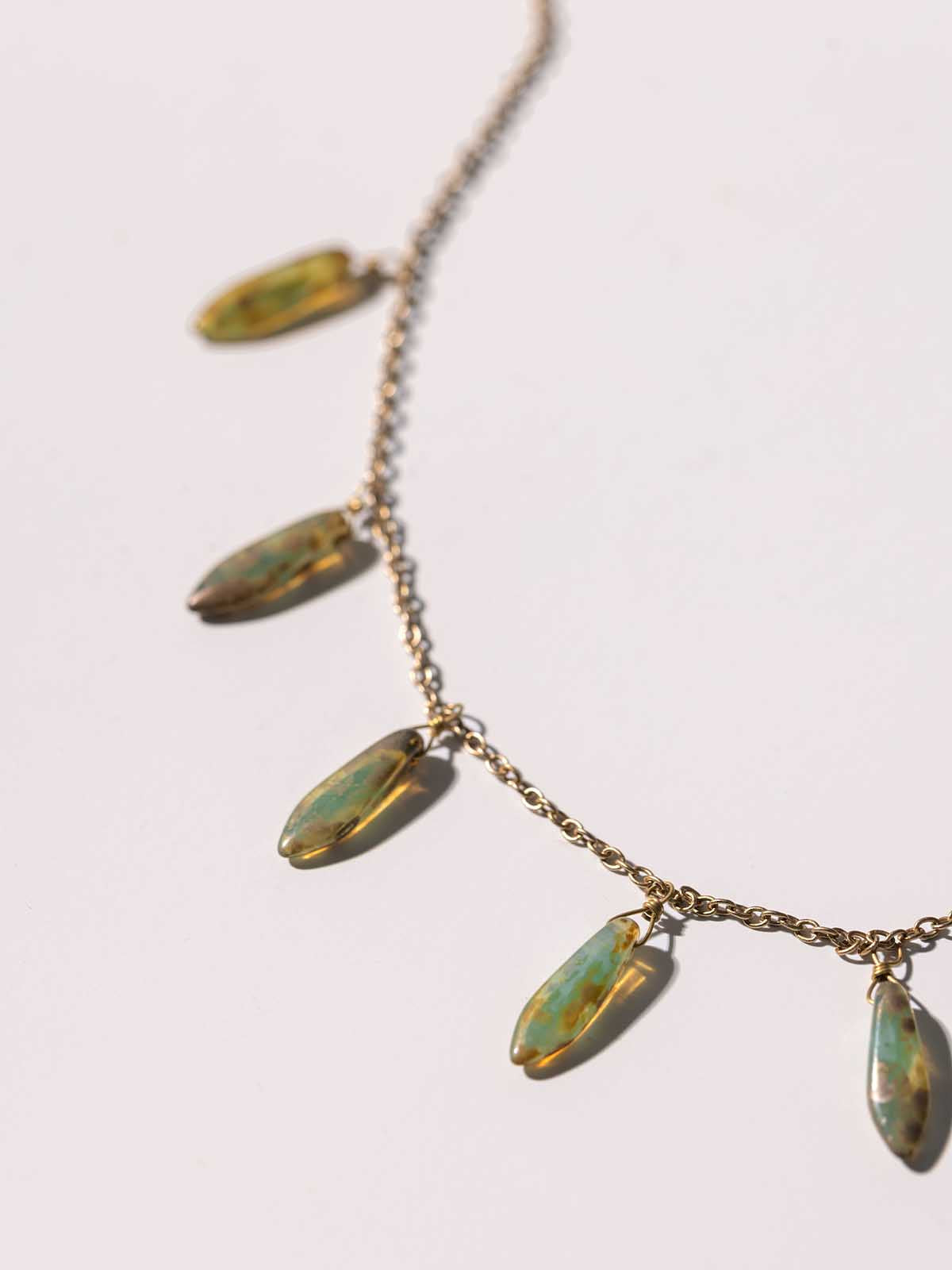 Green Watercolor Glass Bead Necklace