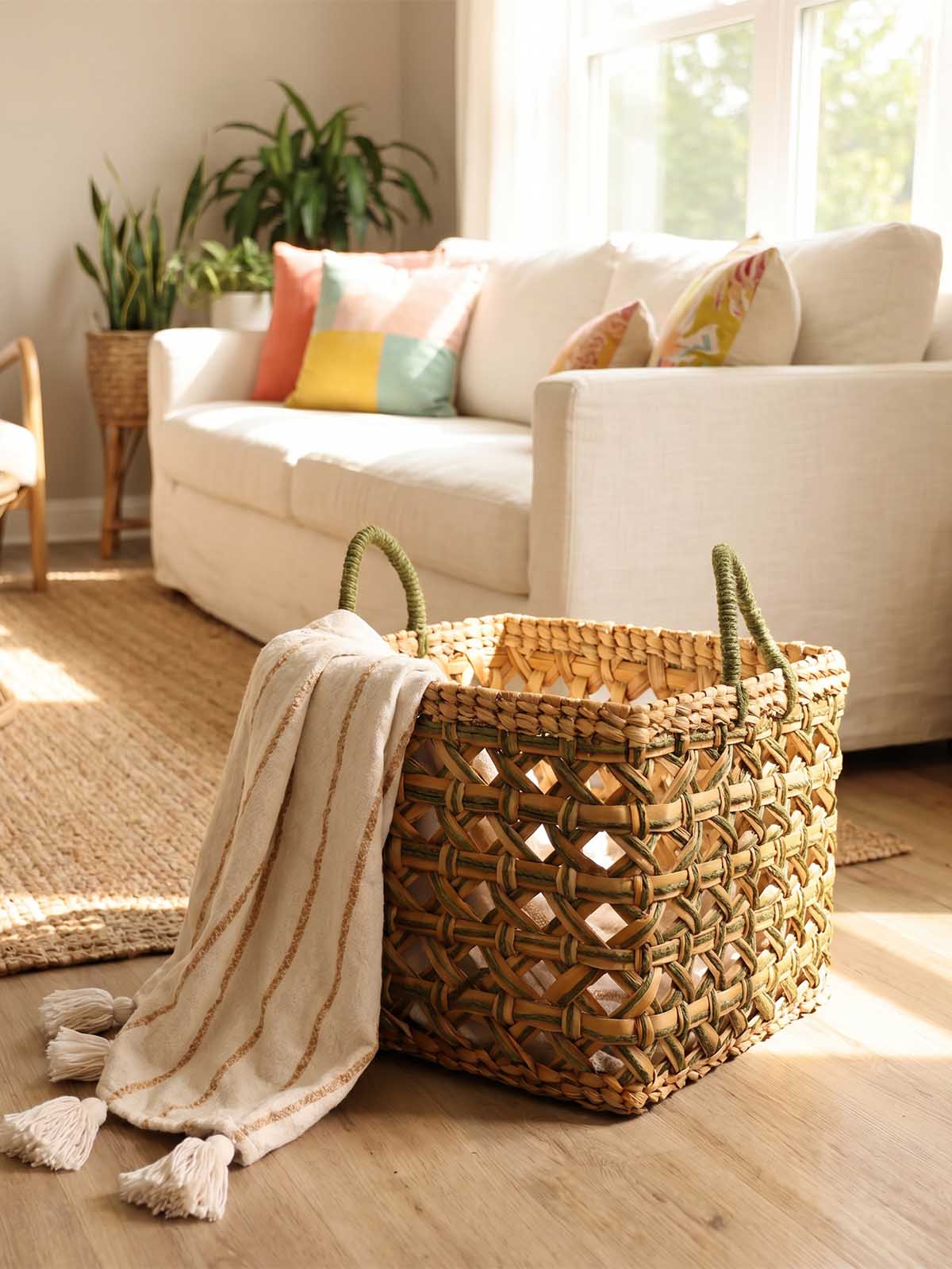 Evergreen Handwoven Large Storage Basket