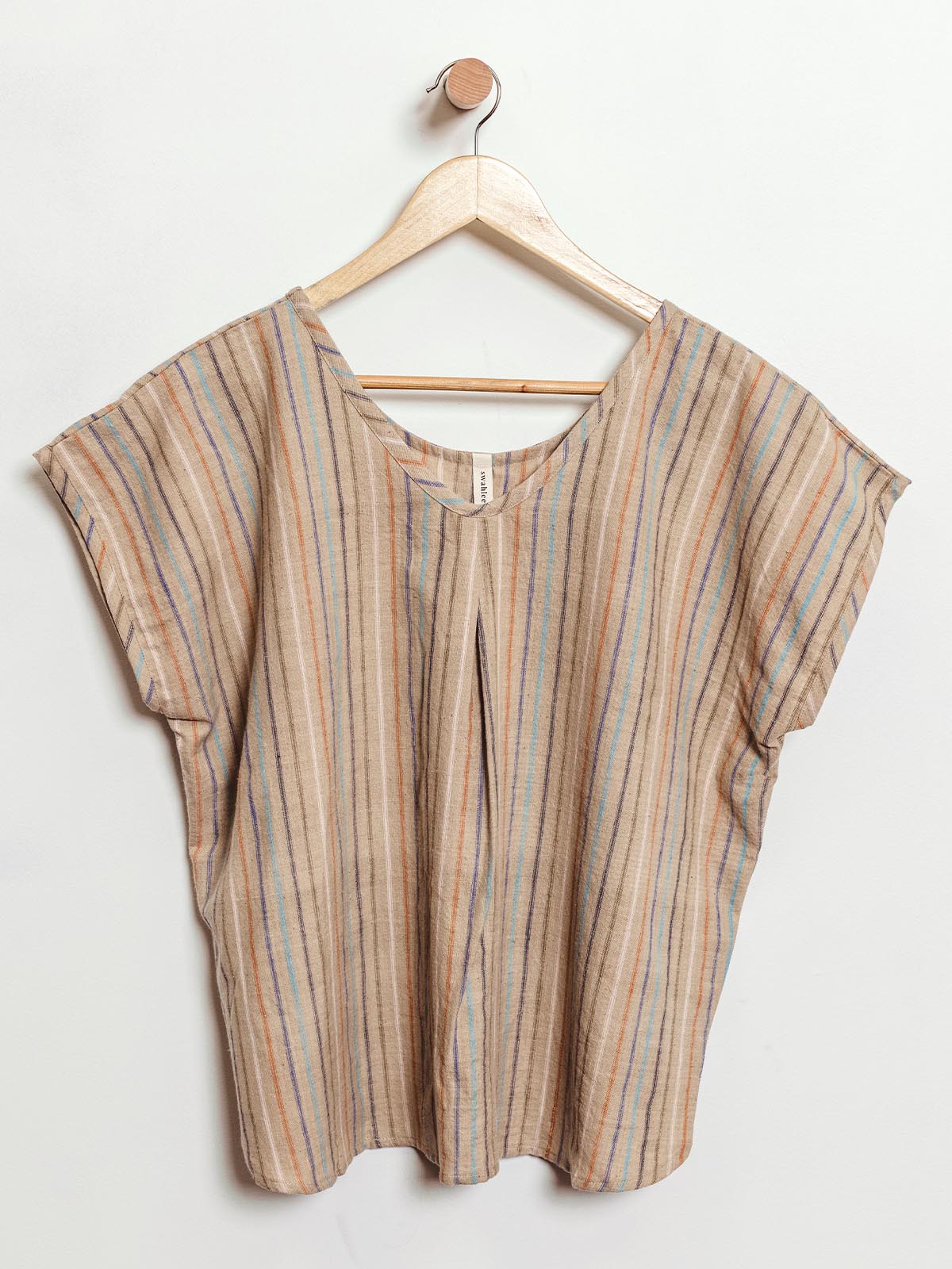 The Rest Collection Sleep Shirt- Tan Stripes