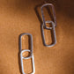 Double Link Silver Drop Earrings