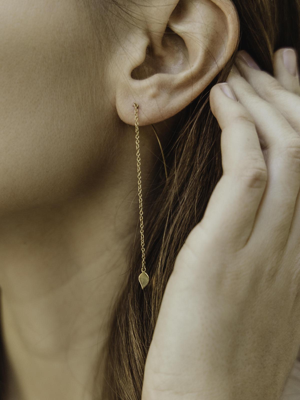 Gold Leaf Drop Earrings