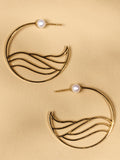 Gold and Pearl Hoop Earrings