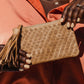 Small Leather Bag With Zipper in Brown