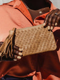 Small Leather Bag With Zipper in Brown