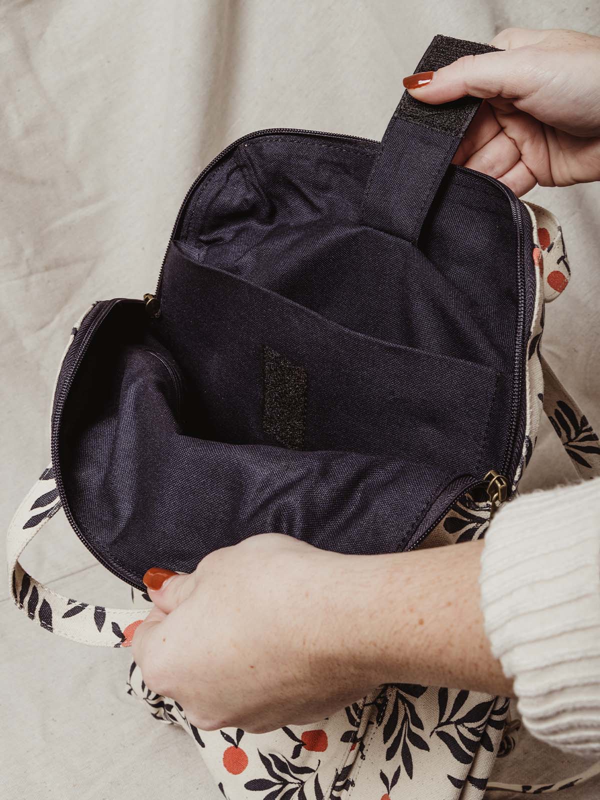 Canvas Laptop Backpack in Berry Print