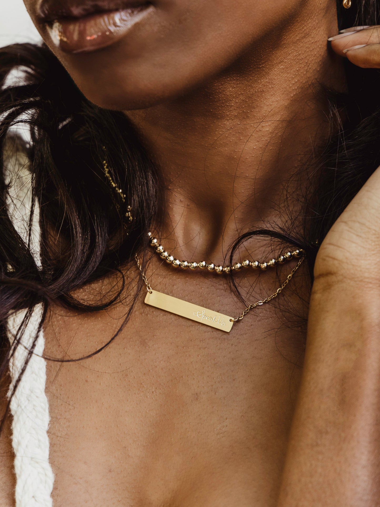 Speak Up Gold Bar Necklace