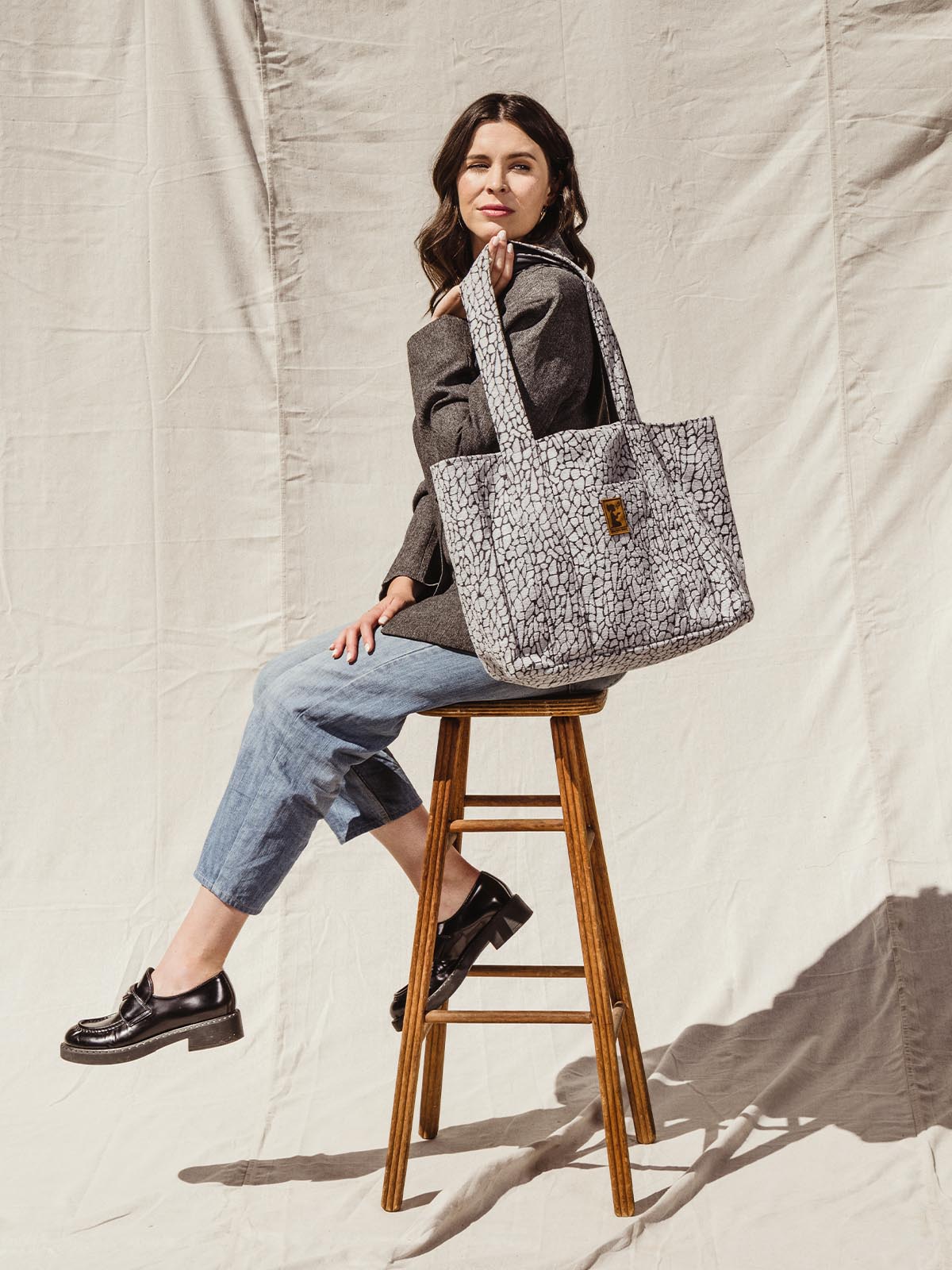 Gray Croc Tote