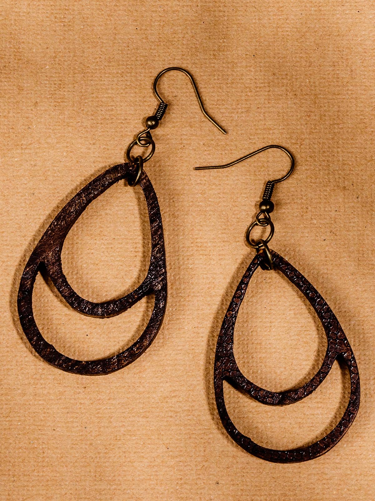 Double Tear Drop Wooden Earrings