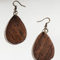 Wooden Tear Drop Earrings