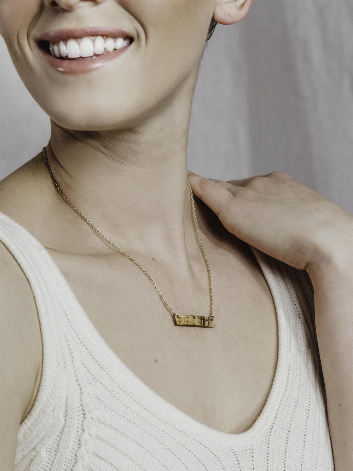 Petite Baguette Necklace with Gold Chain