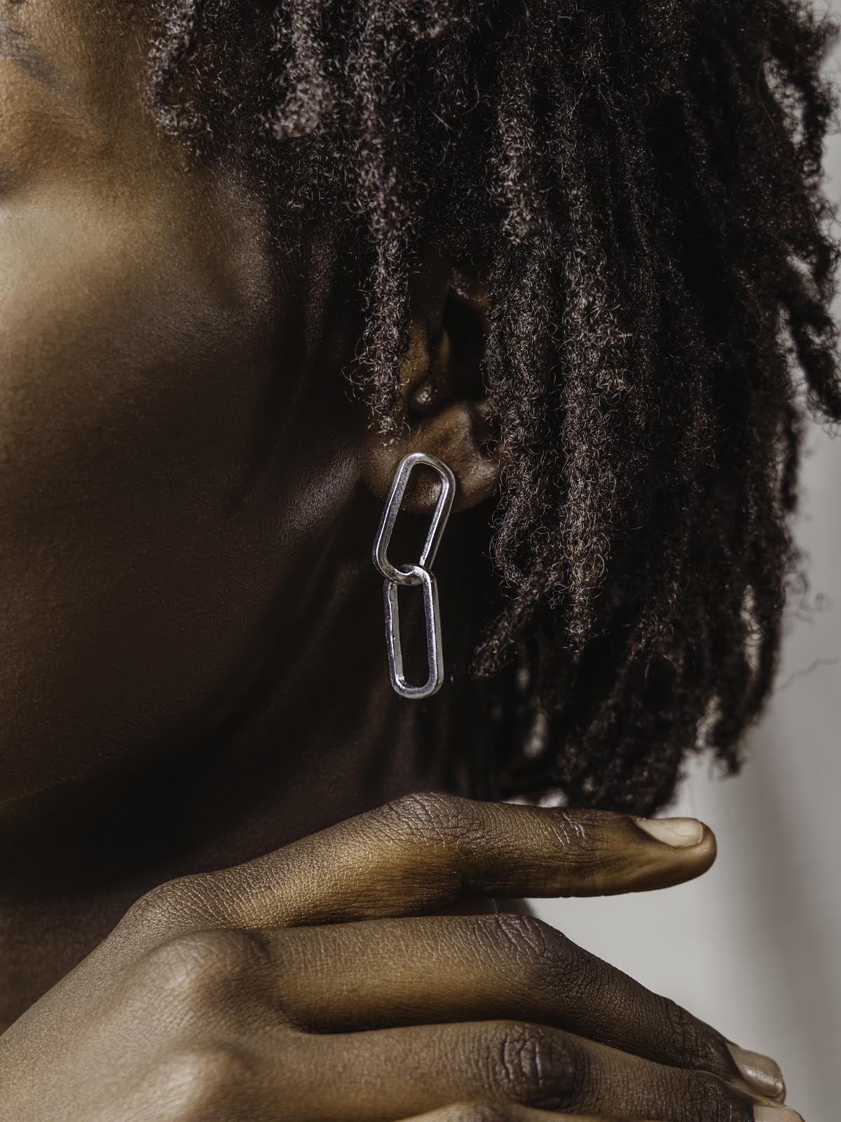 Double Link Silver Drop Earrings
