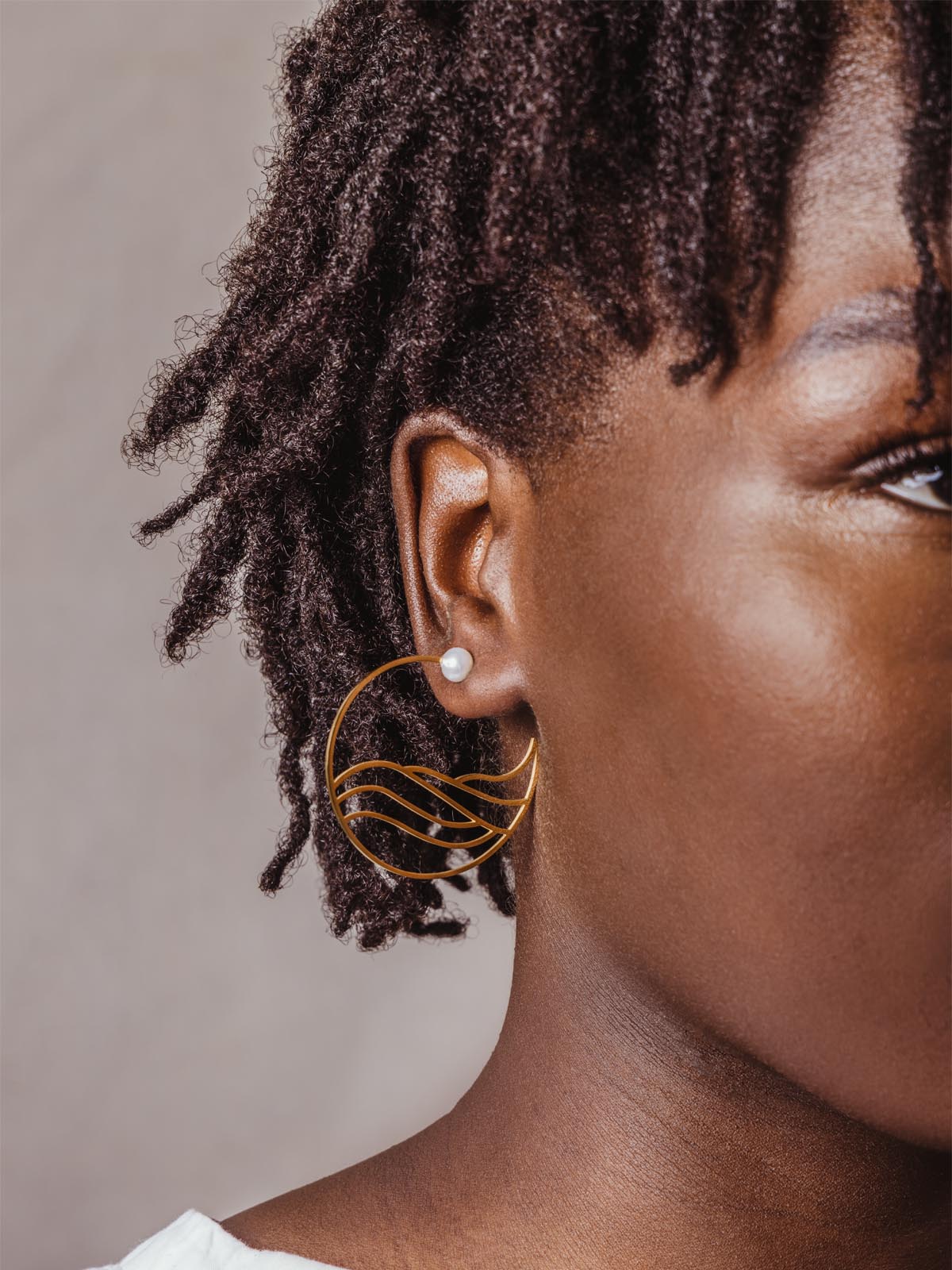 Gold and Pearl Hoop Earrings