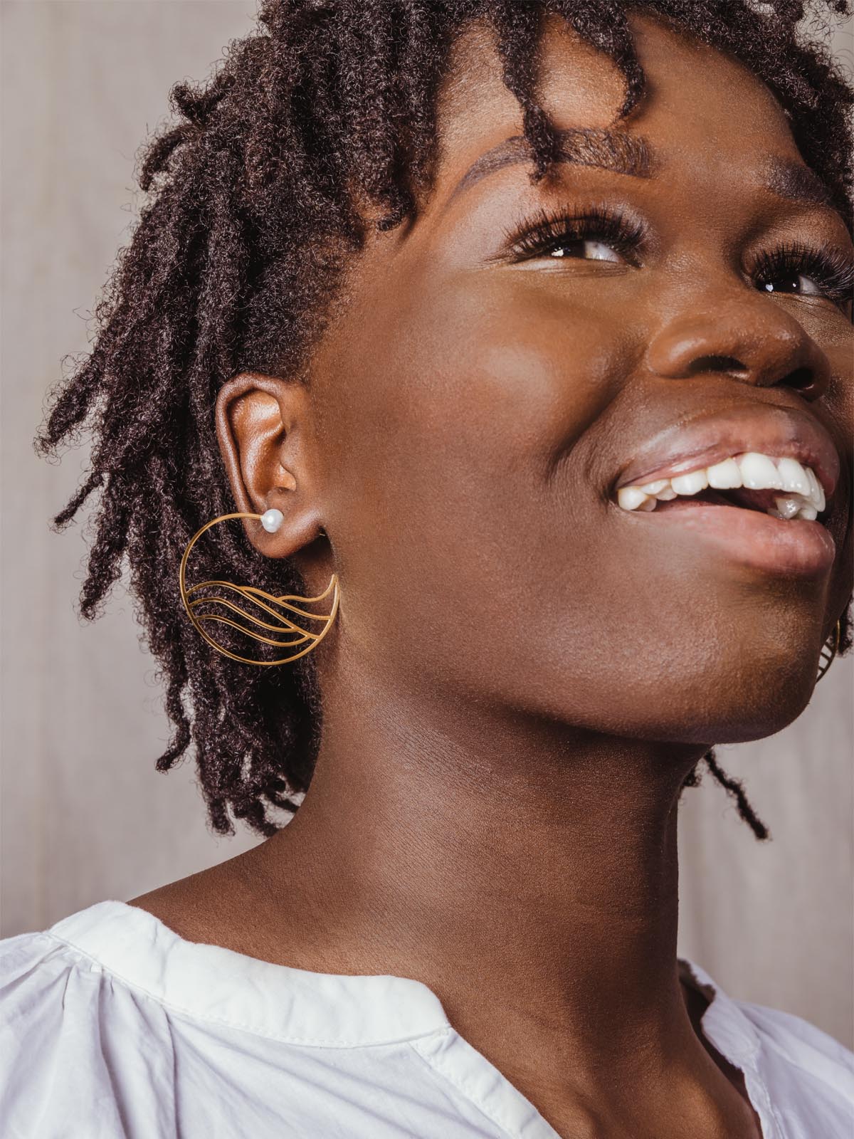 Gold and Pearl Hoop Earrings