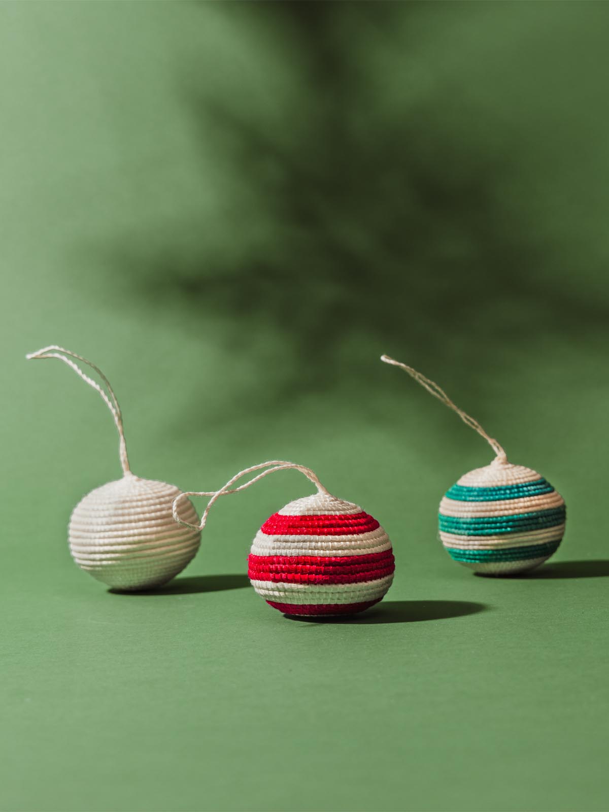 Striped Woven Ball Ornaments