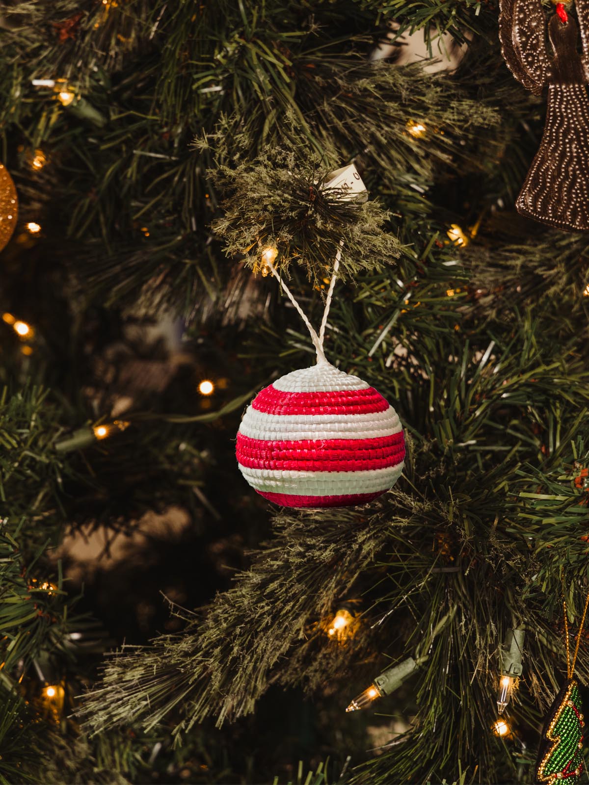Striped Woven Ball Ornaments