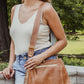 Brown Leather Messenger Bag with Cowhide
