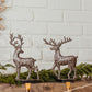 Pair Of Standing Silver Reindeer