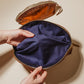 Brown Leather Makeup Bag With Zipper