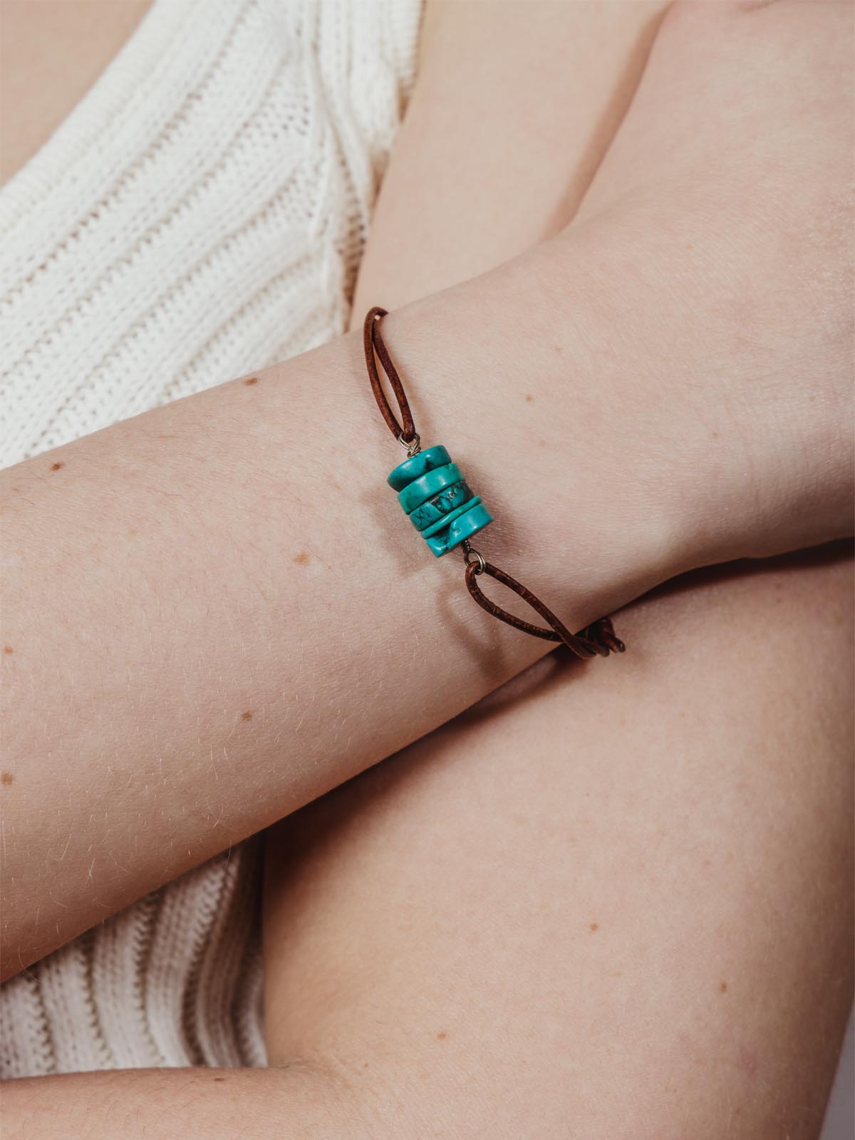 Turquoise and Leather Bracelet