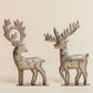 Pair Of Standing Silver Reindeer