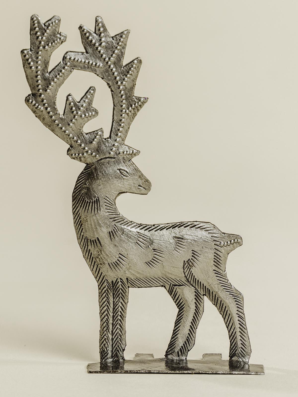 Pair Of Standing Silver Reindeer