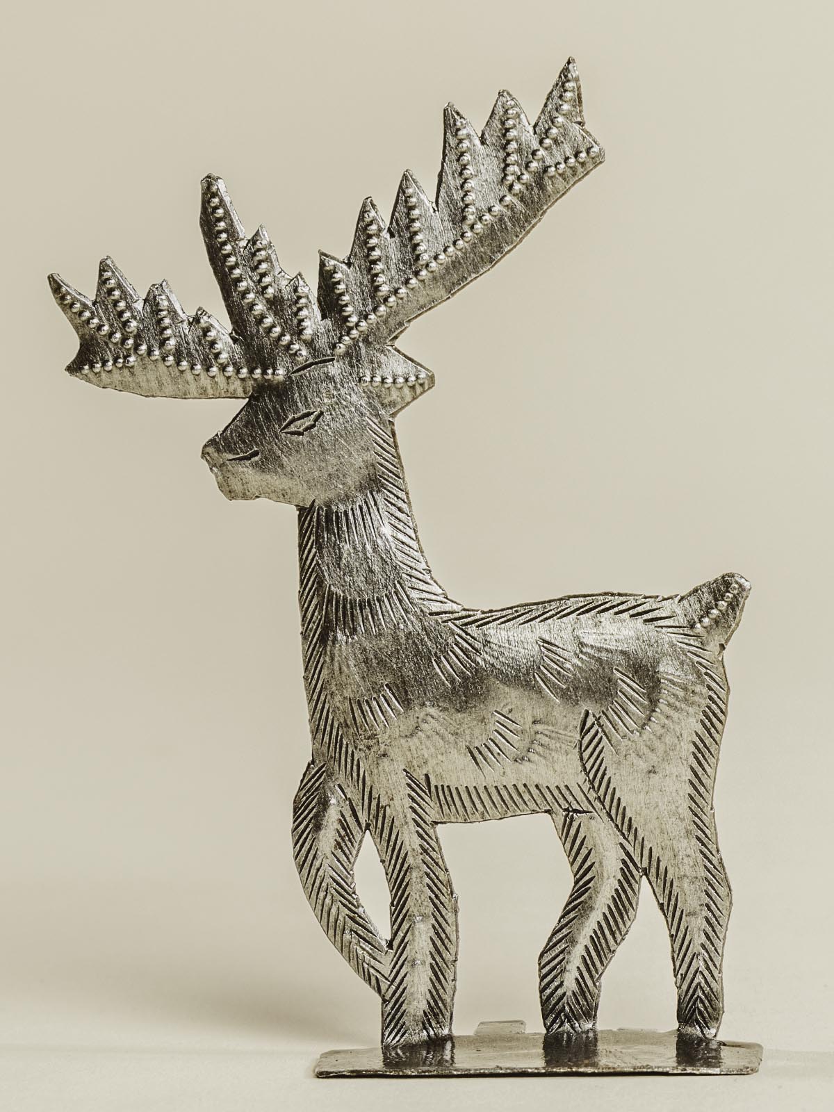 Pair Of Standing Silver Reindeer