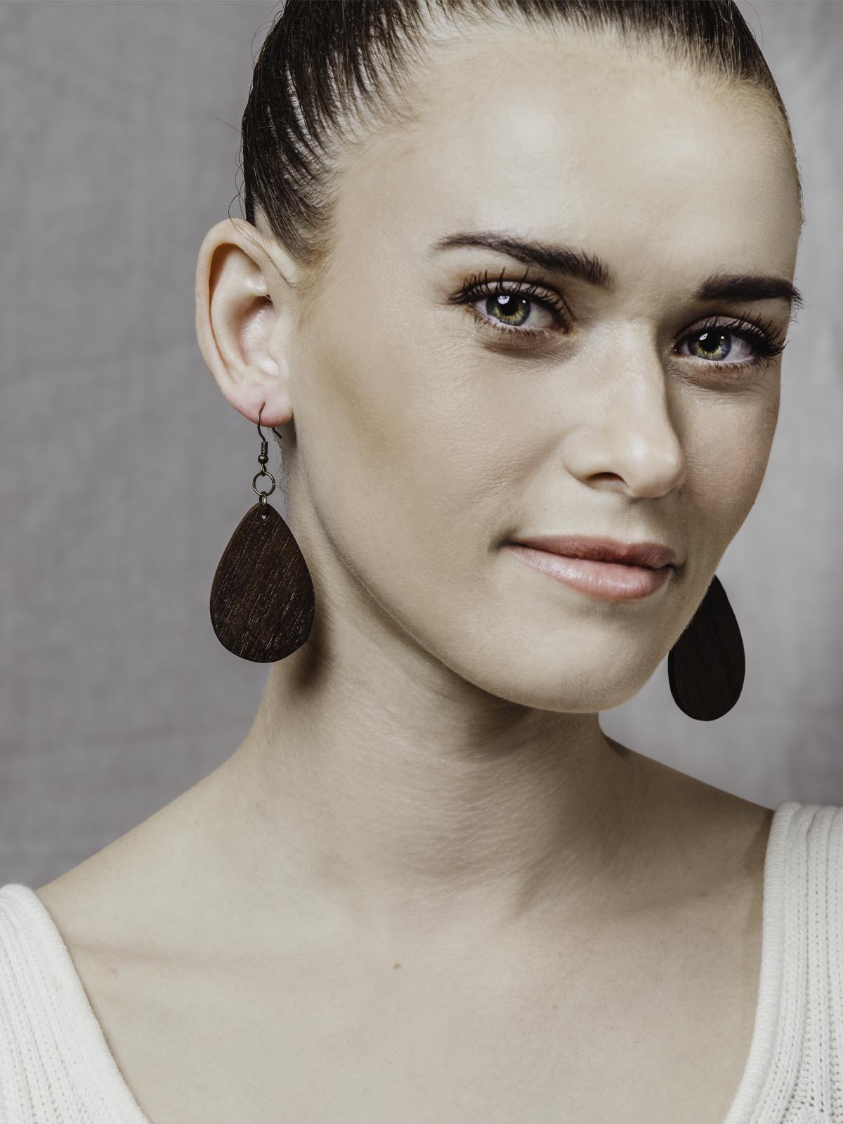Wooden Tear Drop Earrings