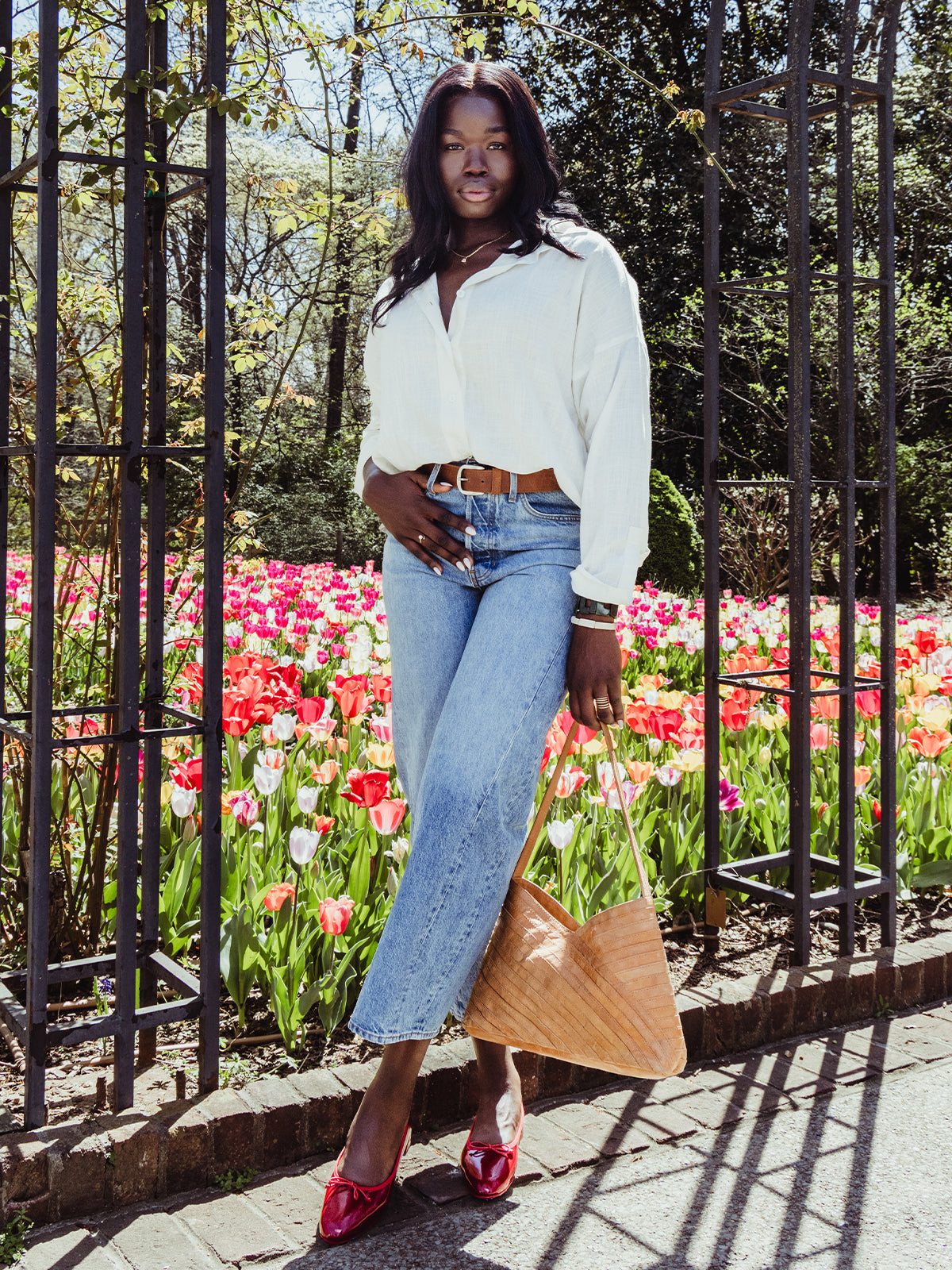 Women's White Linen Button Up Shirt with Slit Back