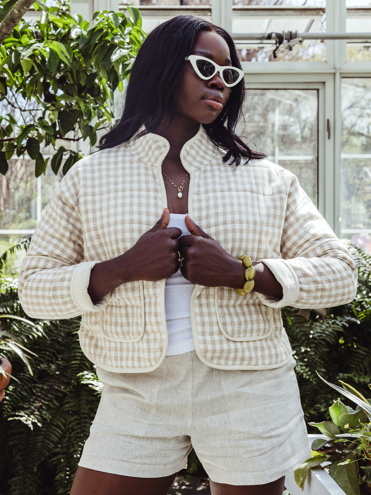 Women's Gingham Quilted Jacket
