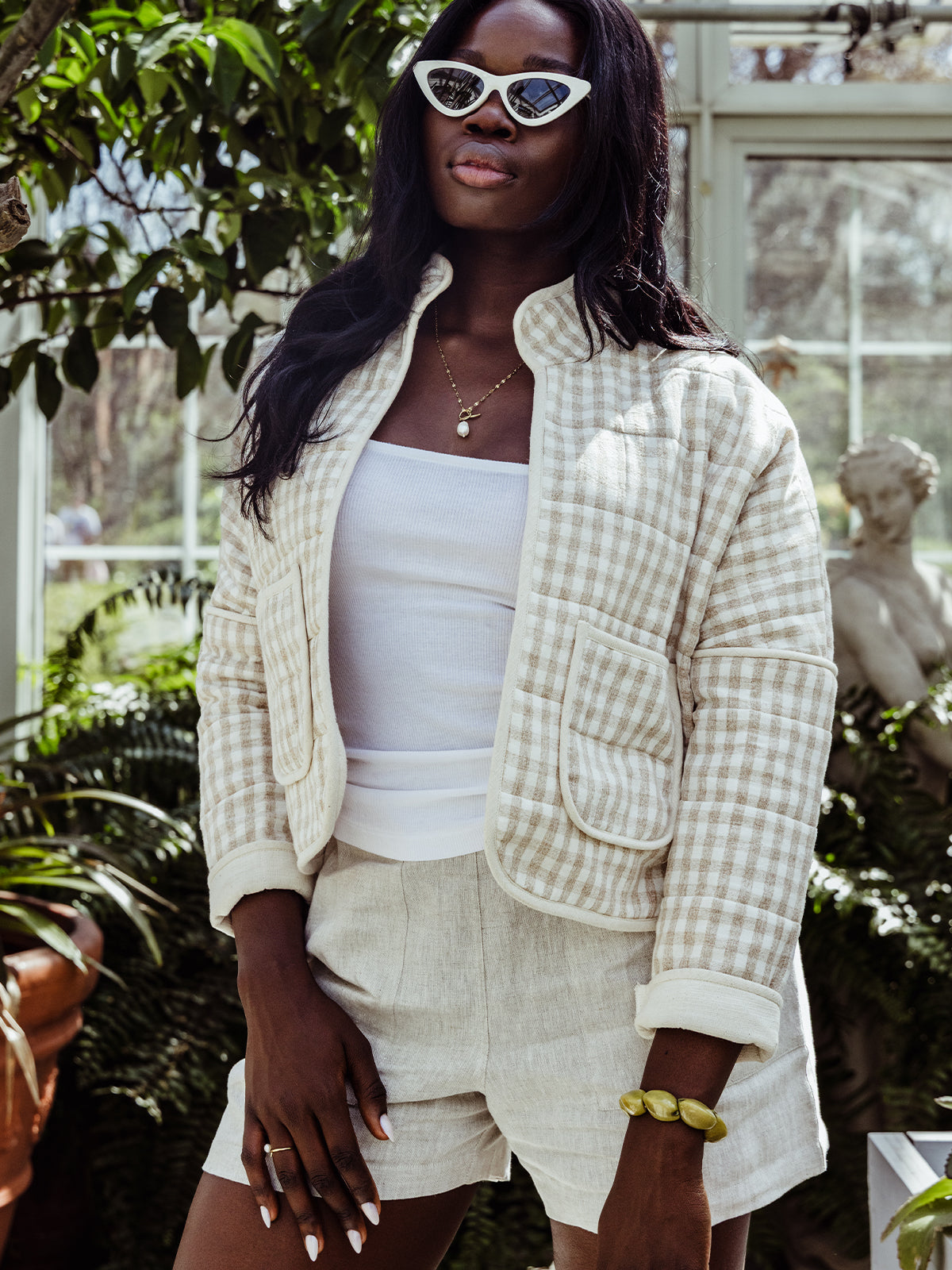 Women's Gingham Quilted Jacket