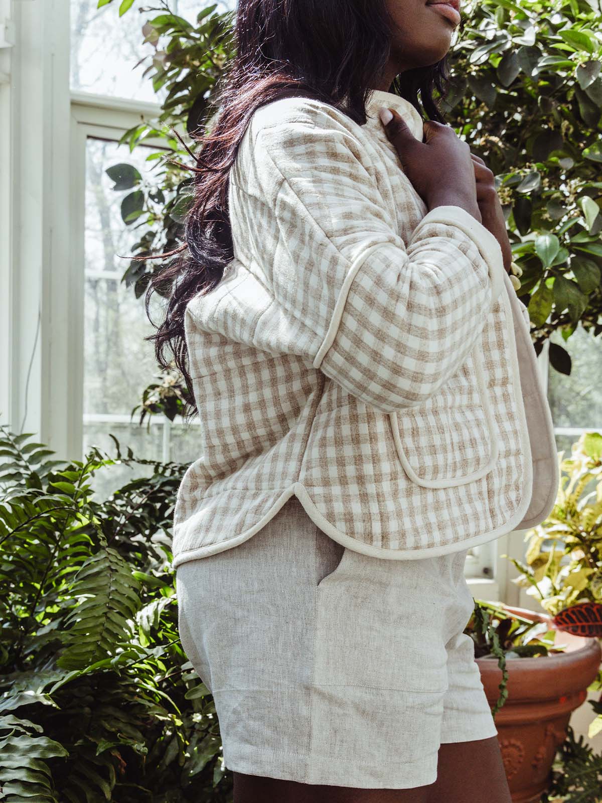 Women's Gingham Quilted Jacket
