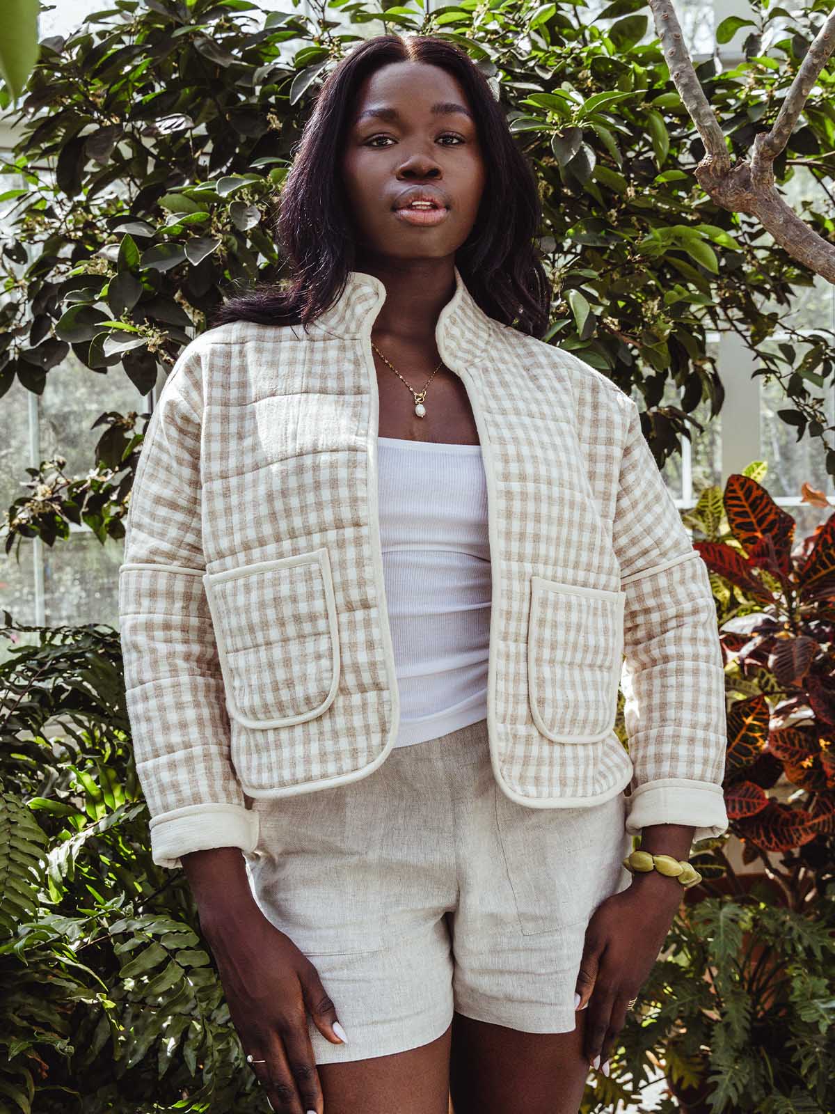 Women's Gingham Quilted Jacket