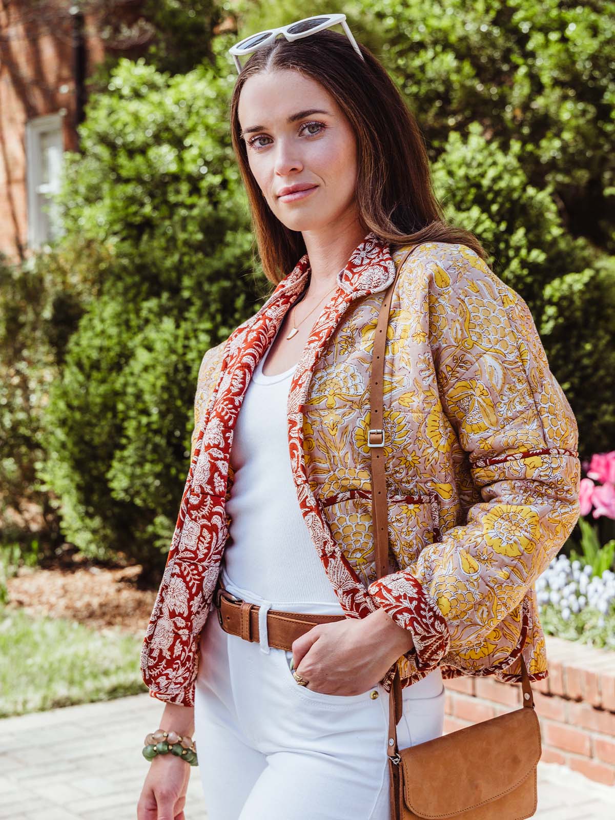 Peach Foster Floral Quilted Jacket