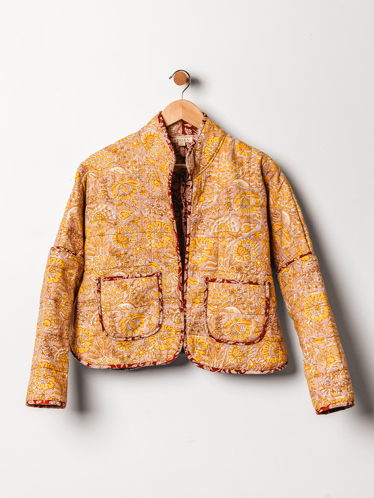 Peach Foster Floral Quilted Jacket