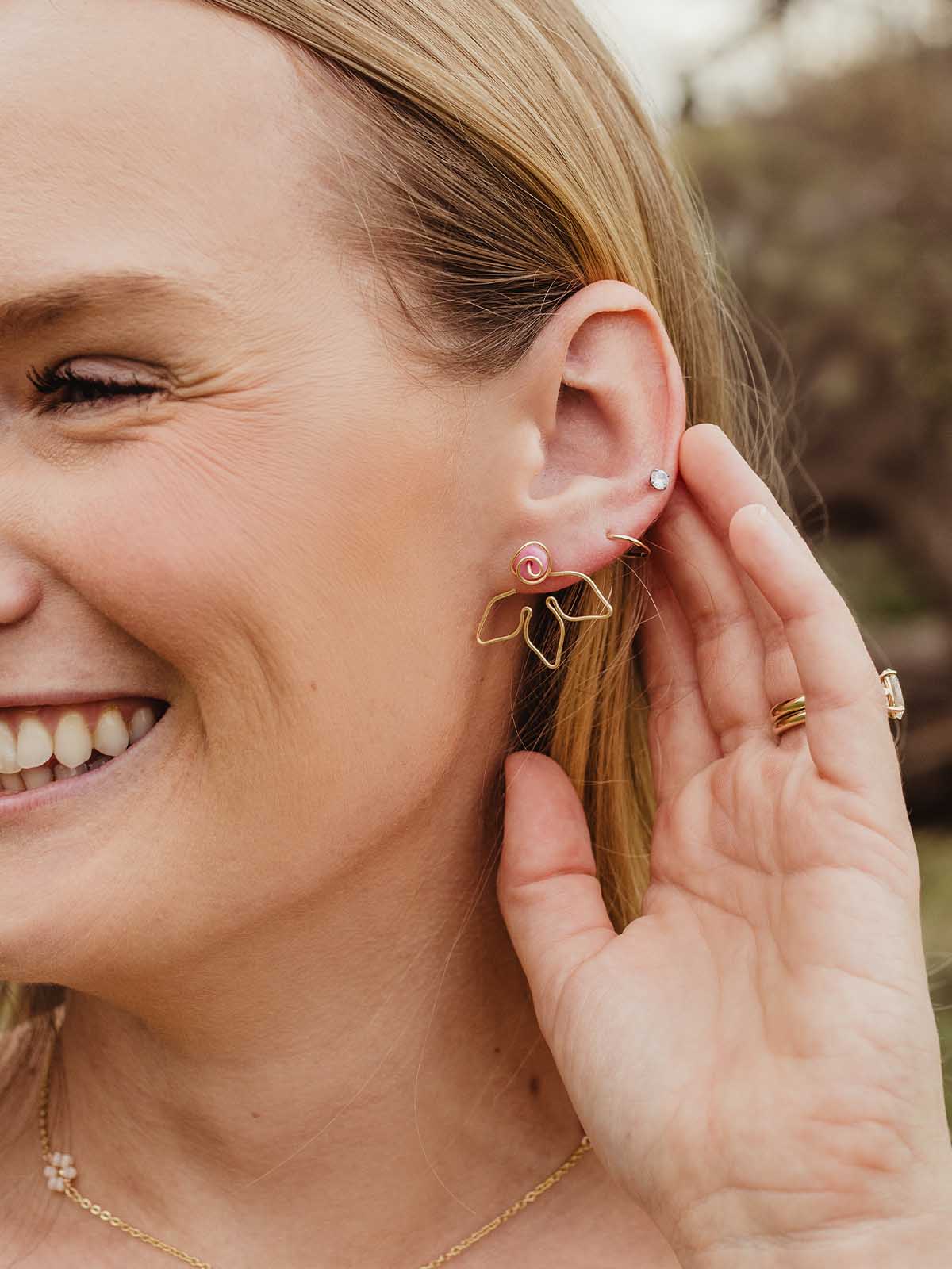 Hyacinth Pink Flower Jacket Earrings