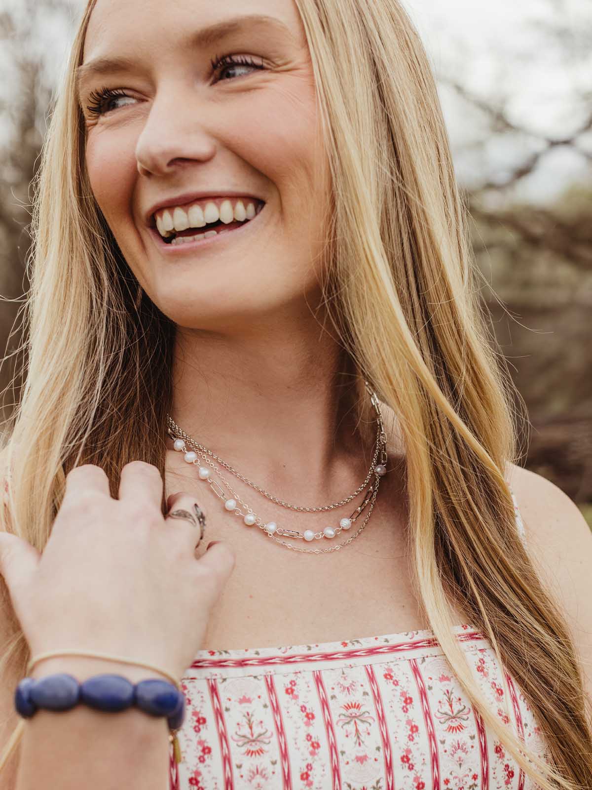 Coquette Silver Layered Necklace Set (Interchangeable)