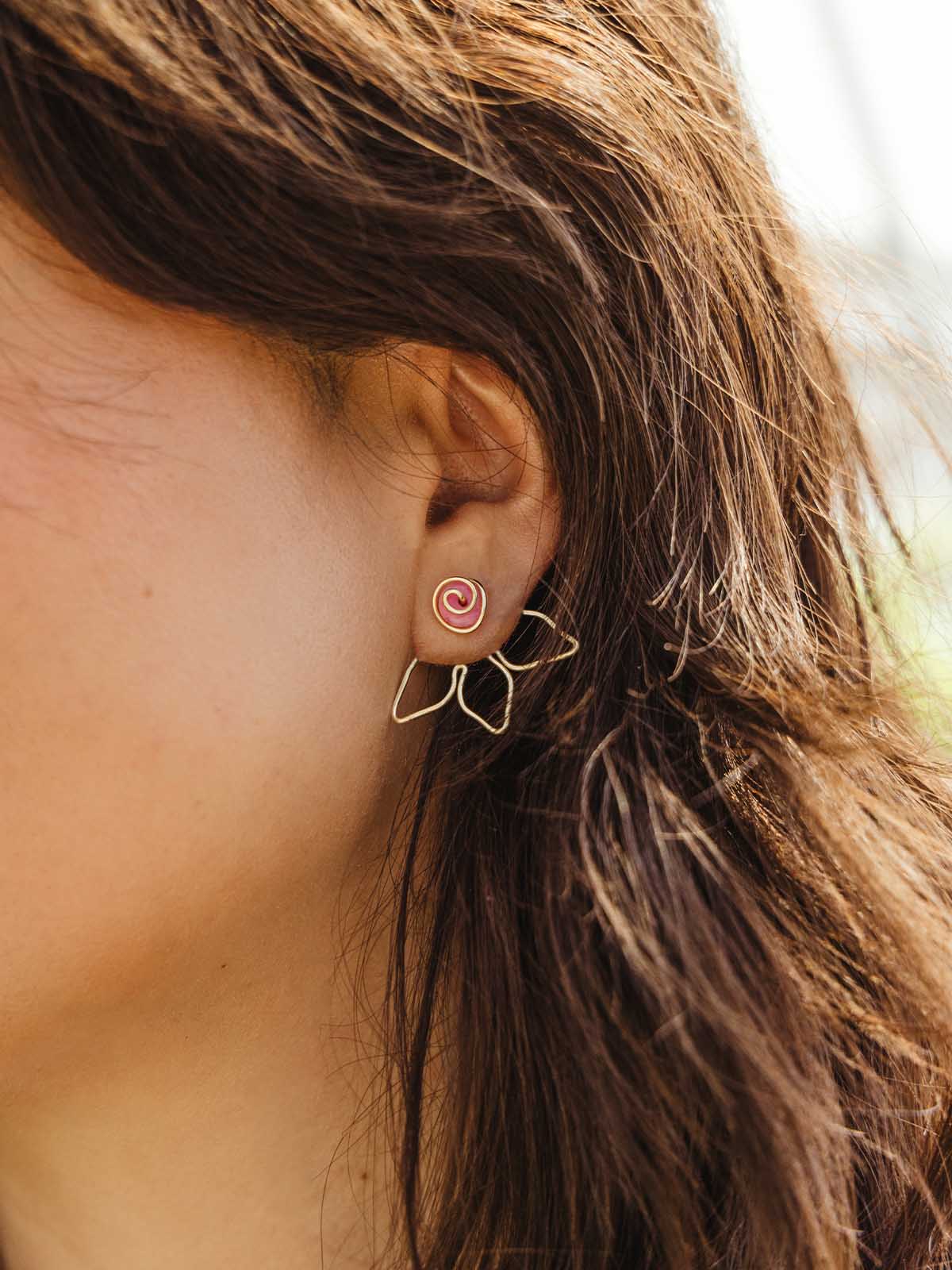 Hyacinth Pink Flower Jacket Earrings