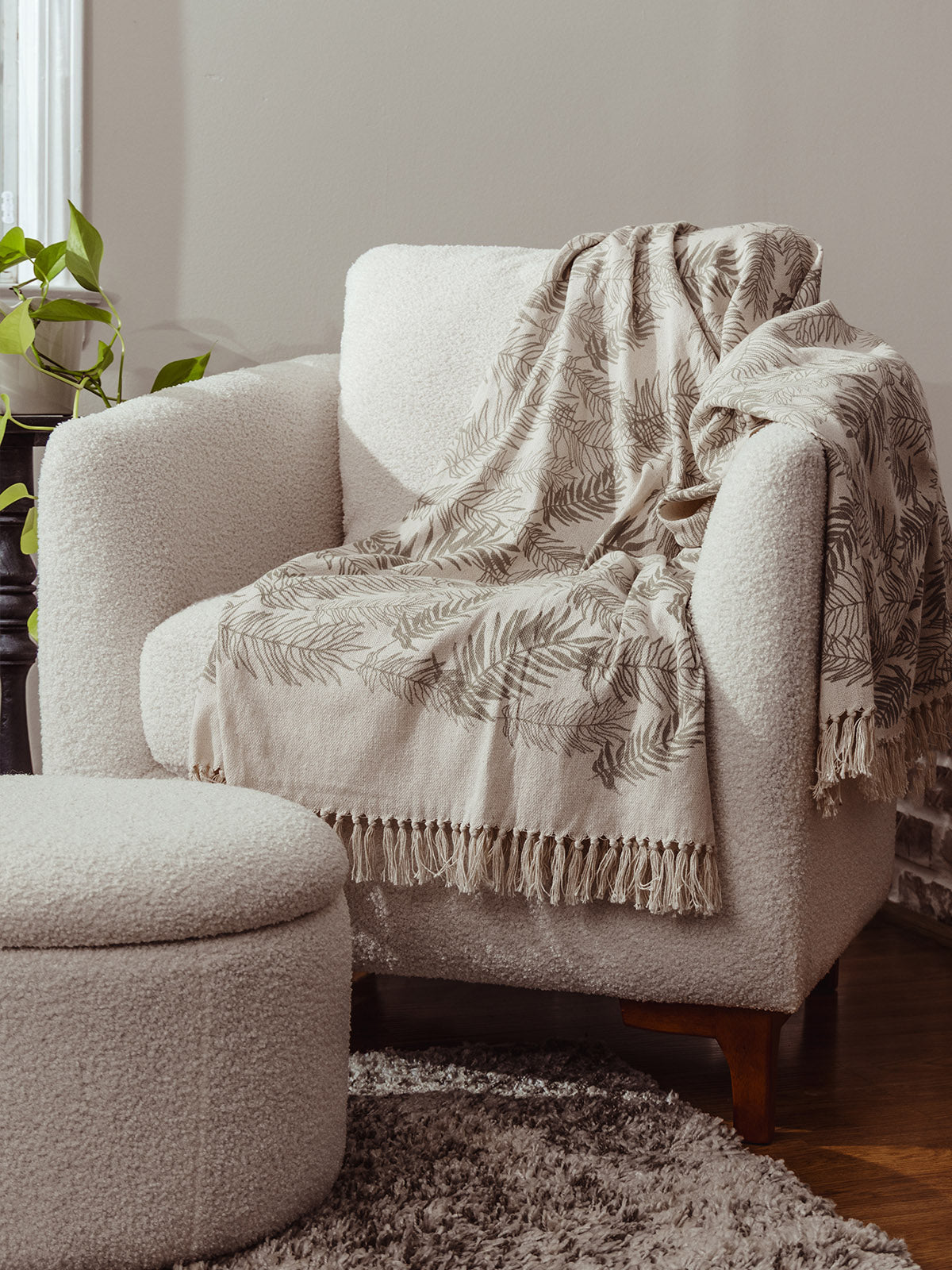 Handwoven Botanical Throw Blanket