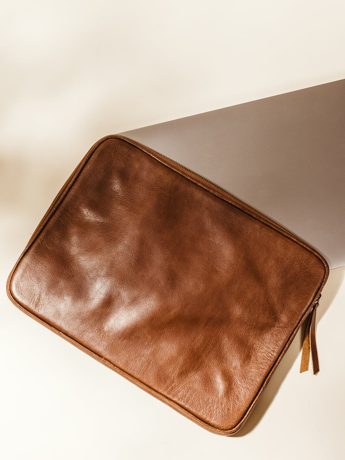 Leather Laptop Sleeve with Zipper