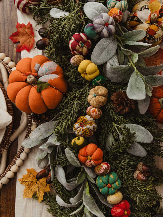 Upcycled Saree Cloth Pumpkin Garland