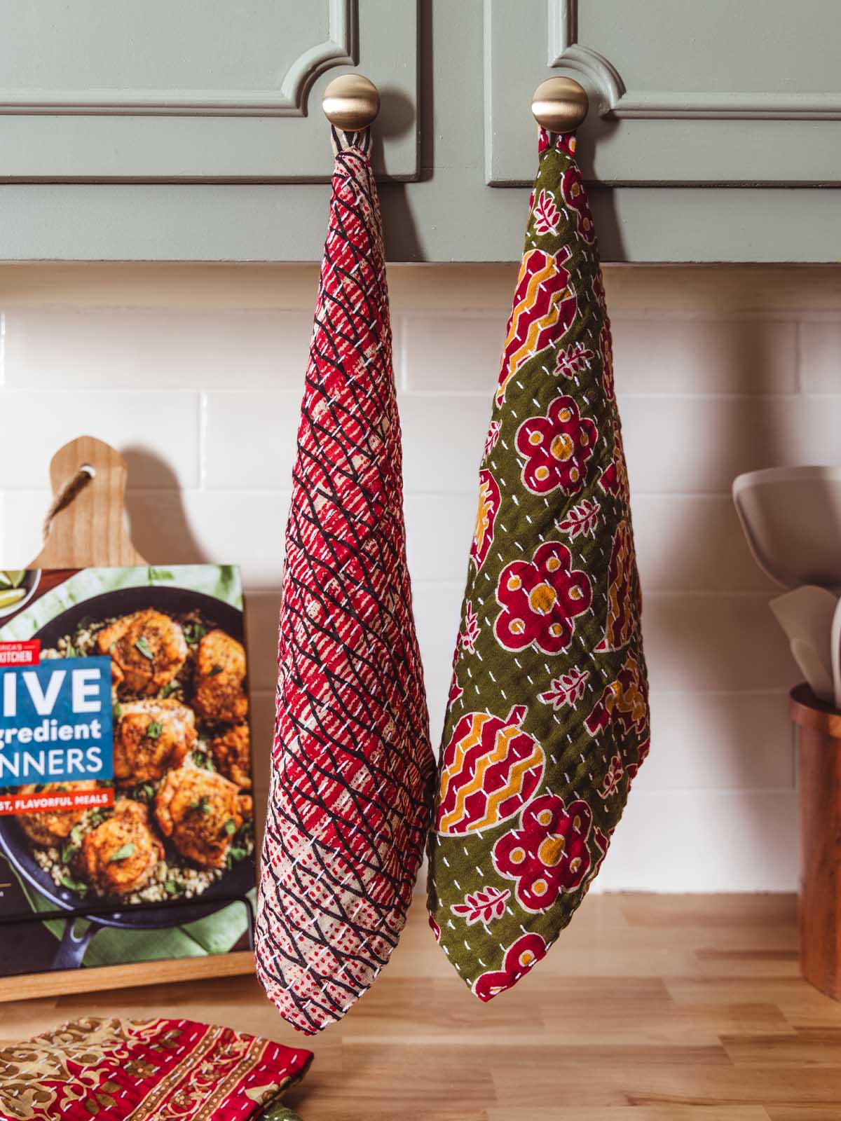 Kantha Christmas Dish Cloths (Set of 2)
