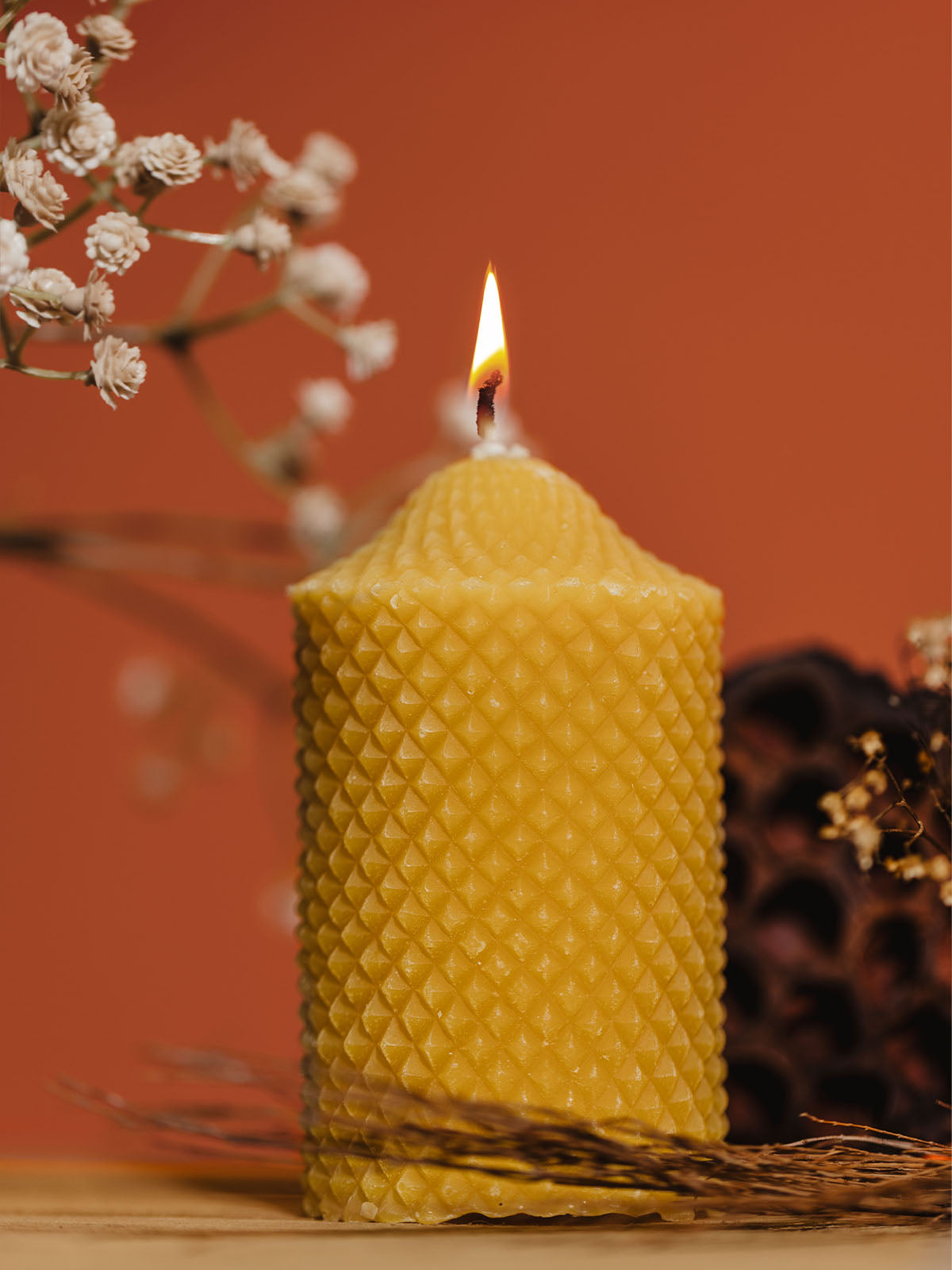 Jackfruit Natural Beeswax Pillar Candle