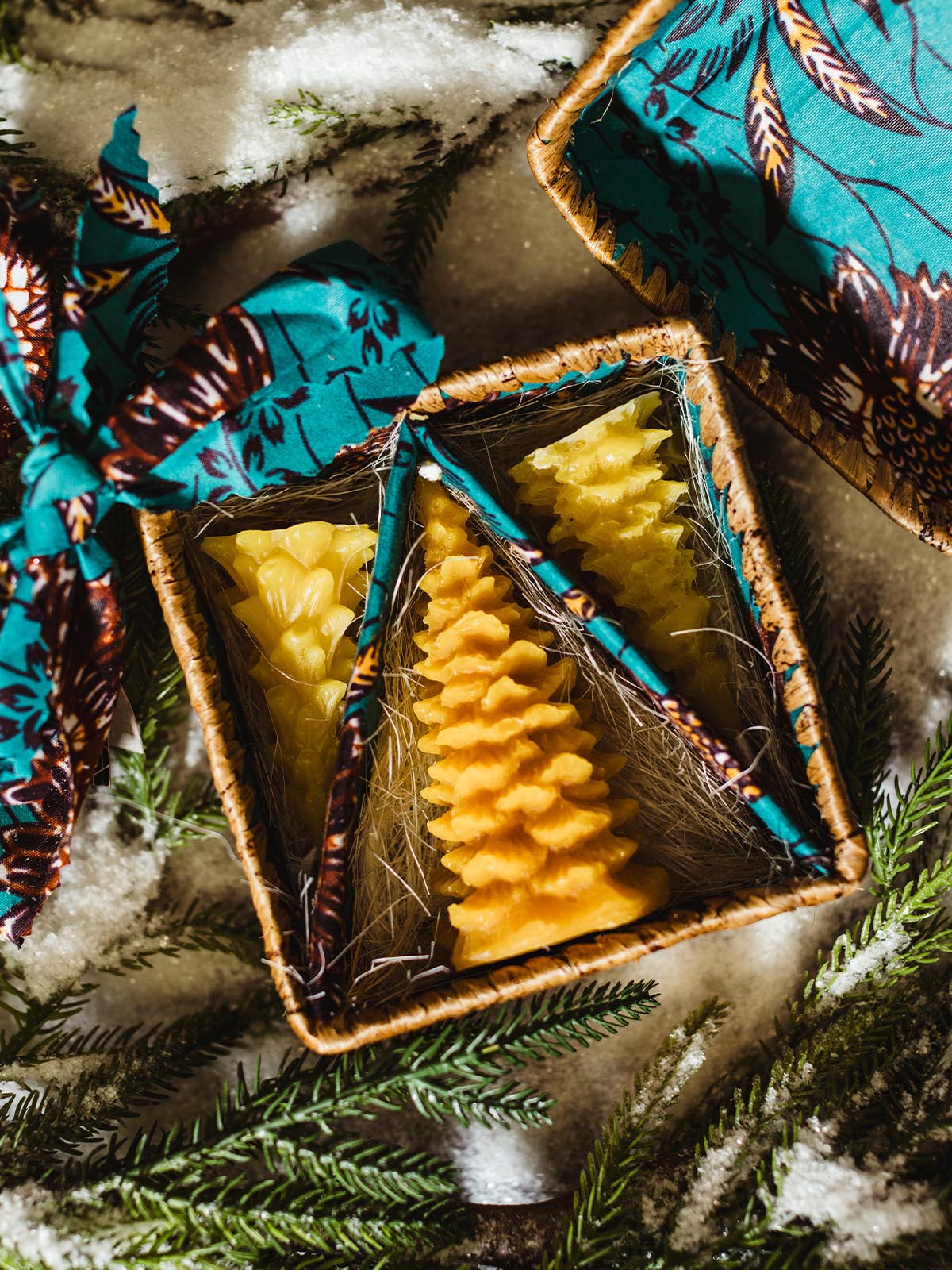 Beeswax Pine Tree Candle Set