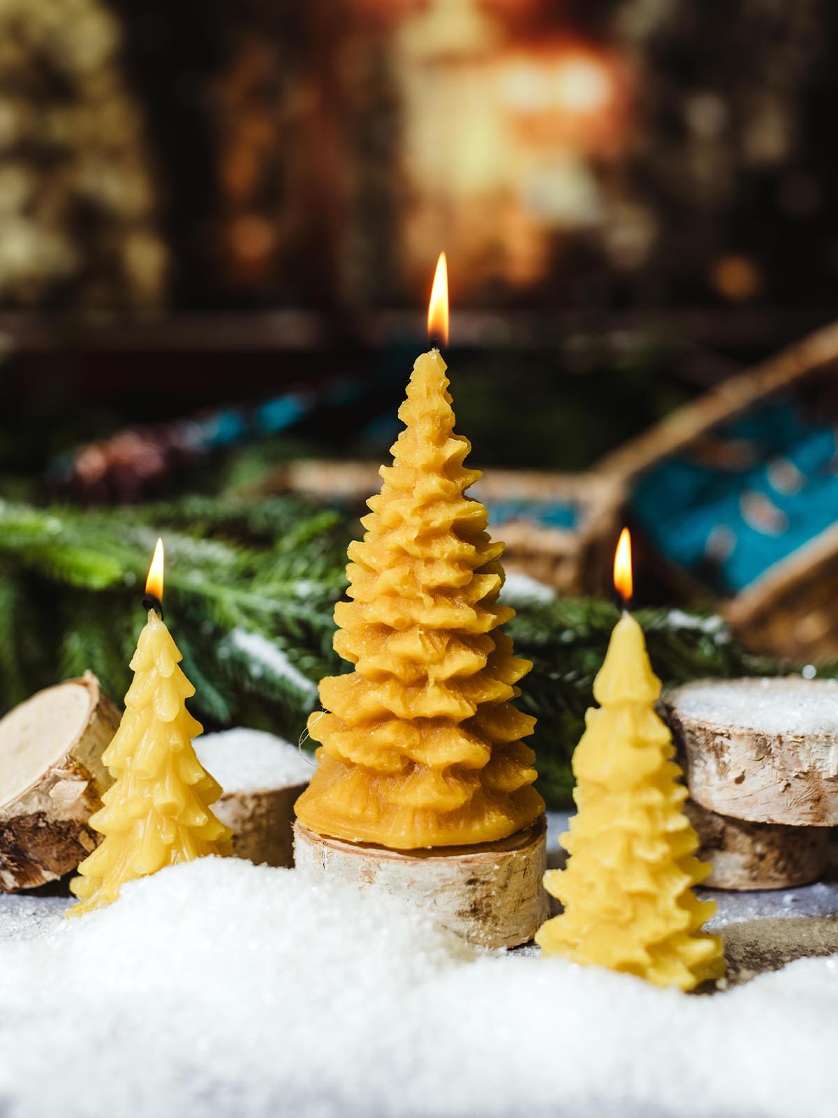 Beeswax Pine Tree Candle Set