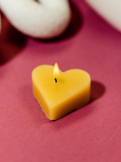 Tiny Heart-Shaped Beeswax Candle